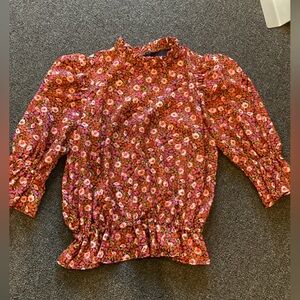Ann Taylor Floral Blouse - Pink and Red